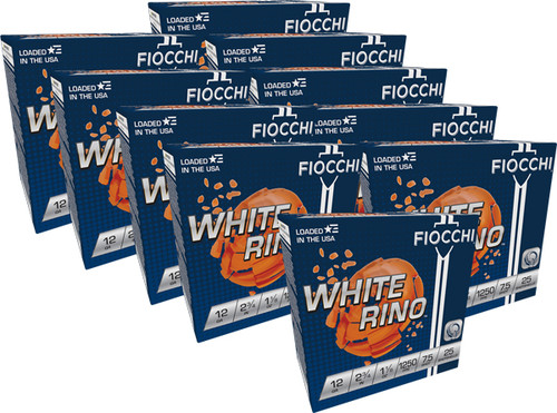 FIOCCHI 12GA. 2.75 CASE LOTS 1250FPS. 1-1/8OZ. #7.5 WHT RNO