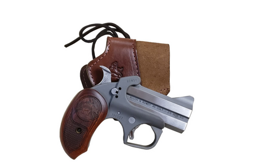 Bond Arms - Grizzly, 45/410, 3" Barrel, Fixed Sights, Ext Rosewood Grips, Rough Series Leather Holster