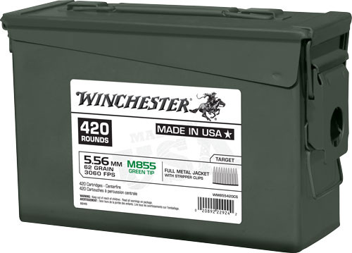 WIN AMMO USA 5.56X45 62GR. GREEN TIP 420RD AMMO CAN