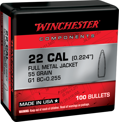 Winchester WB556MC55X .224 Reloading Bullet/Projectile Box of 100 020892634084