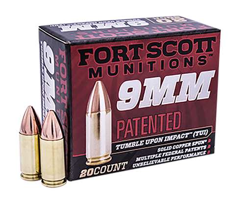 Fort Scott Munitions 9mm Luger Ammunition 9MM115SCVNIC 115 gr Solid Copper Spun 20 Rounds