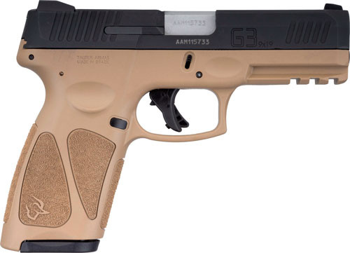 TAURUS G3 9MM 15-SHOT 3-DOT ADJ. TAN/BLACK POLYMER