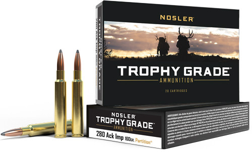 NOSLER AMMO TROPHY GRADE .280 ACK IMP 160GR PARTITION 20PK