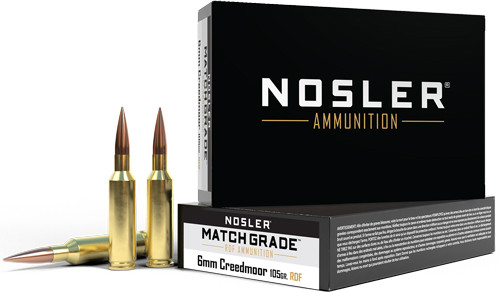 NOSLER AMMO MATCH GRADE 6MM CM 105GR REDUCED DRAG HPBT 20PK