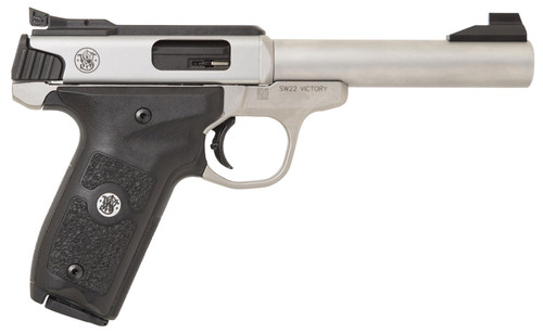   Smith & Wesson 11536 SW22 Victory Target *MA Compliant 22 LR 5.50" 10+1 Stainless Steel Black  Polymer with Integrated Target Thumb Rest Grip