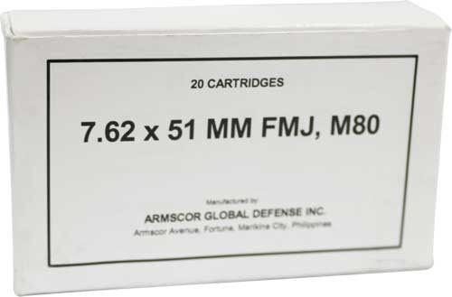 ARMSCOR AMMO 7.62X51 M80 147GR. FMJ 20RD BOX