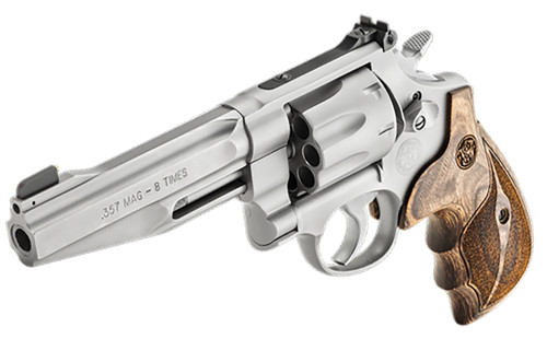 Smith & Wesson 170210 Performance Center Model 627 357 Mag or 38 S&W Spl +P Caliber with 5" Stainless Finish Barrel, 8rd Capacity Stainless Finish Cylinder, Matte Silver Finish Stainless Steel Frame & Wood Grip Includes Synthetic Grip Smith & Wesson 170210 Performance Center Model 627 357 Mag or 38 S&W Spl +P Caliber with 5" Stainless Finish Barrel, 8rd Capacity Stainless Finish Cylinder, Matte Silver Finish Stainless Steel Frame & Wood Grip Includes Synthetic Grip
