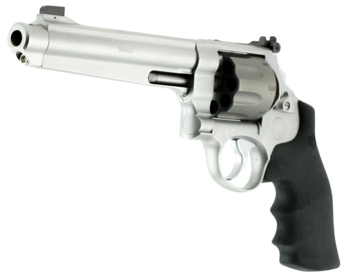 Smith & Wesson 170341 Performance Center Model 929 9mm Luger Caliber with 6.50" Stainless Finish Barrel, 8rd Capacity Titanium Finish Cylinder, Matte Silver Finish Stainless Steel Frame & Finger Grooved Black Polymer Grip