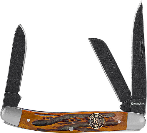 REMINGTON CUTLERY BACK WOODS 3.5 STOCKMAN FAUX STAG/SS