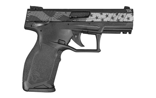 Taurus TX22 TALO Exclusive Semi-automaticStriker Fired 22 LR 4" Threaded Barrel Polymer Frame Black Color Laser Engraved US Flag; 16Rd with 2 Magazines