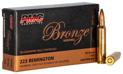   PMC 223SP Bronze 223 Rem 55 gr Pointed Soft Point (PSP) 20 ROUNDS