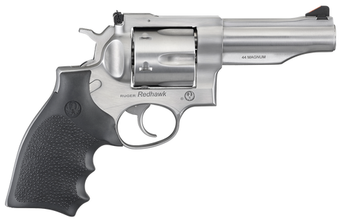   Ruger 5044 Redhawk 44 Rem Mag 6rd 4.20" Overall Satin Stainless Steel with Triple-Locking Cylinder &  Black Hogue Rubber Grip