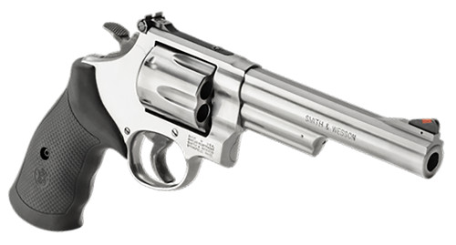   Smith & Wesson 163606 Model 629 44 Rem Mag, 44 S&W Spl 6rd 6" Overall Stainless Steel with Black Polymer Grip & Red Ramp Front, White Outline Rear Sights