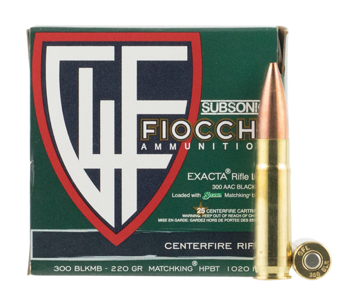 Fiocchi 300BLKMB Extrema  300 AAC Blackout 220 GR Boat Tail  Hollow Point 25 rounds