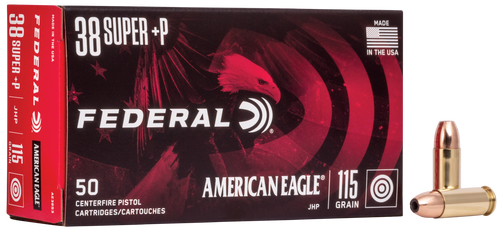 Federal AE38S3 American Eagle 38 Super +P 115 gr Jacketed Hollow Point (JHP) 50 rounds