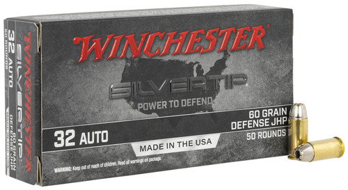 Winchester 32 ACP Ammo 60gr Jacketed Hollow Point Ammunition - 50 Rounds