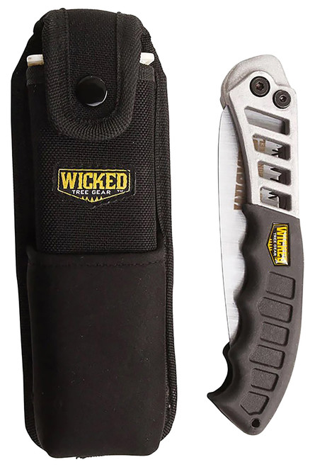 Wicked Tree Gear WTG003 Combo Pack Folding Saw 7" High Carbon Steel Blade/Black Overmolded Aluminum Handle Includes Scabbard 854566003025