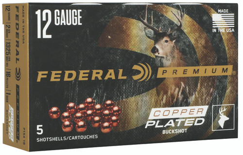 Federal P1541B 12 Gauge Buckshot Shotgun Ammo #1 Buck 2.75" 16 Pellets 5 Rounds 604544685862