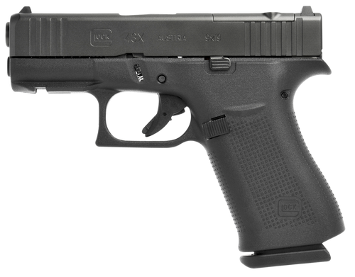 Glock UX4350201FRMOS G43X Subcompact MOS 9mm Luger 3.41" Glock Marksman Barrel 10+1, Black Slimline Frame & MOS nDLC Slide, Rough Texture Beavertail Grip, Reversible Mag. Catch, Safe Action Trigger, Optics Ready (US Made)