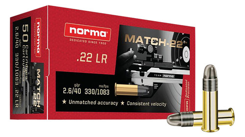 Norma 2425076 22 LR Rimfire Ammo 40gr 50 Rounds 4000294250767