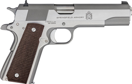 Springfield Armory PBD9151L  1911 Mil-Spec 45 ACP 5 7+1 Stainless Steel Crossed Cannon Cocobolo Grip