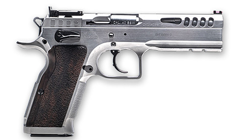 Tanfoglio IFG TFSTOCKM9 Defiant Stock Master 9mm Luger 17+1 4.75 Hard Chrome Steel/ Wood Grip