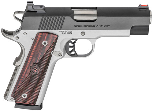 Springfield Armory PX9124L 1911 Ronin EMP 9mm Luger 10+1 4 Bull Barrel Satin Aluminum Cerakote Frame w/Beavertail Serrated Blued Carbon Steel Slide Hybrid Smooth/Checkered Textured Wood Grip