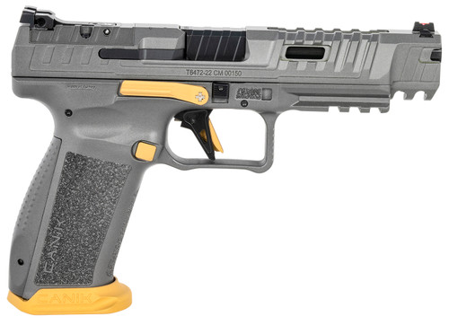 Canik HG6610TN SFx Rival  9mm Luger 5 18+1 Rival Gray with Gold Cerakote Accents Finish Ported Steel Aggressive Serrations Slide & Interchangeable Backstrap Grip