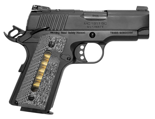 Girsan 390036 MC1911 SC Ultimate 9mm Luger 3.40 7+1 Black Finish Extended Beavertail Frame with Serrated Blued Steel with Optic Cut Slide & G10 with Integrated Capacity Window Grip
