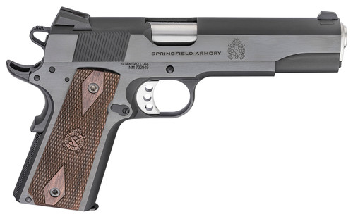 Springfield Armory PX9419 1911 Garrison 9mm Luger 9+1 5 Barrel Blued Carbon Steel Frame w/Beavertail Serrated Slide Thin-Line Wood Grips Feature Double-Diamond Pattern Grip & Crossed Cannon Logo