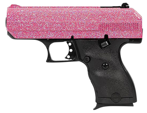 Hi-Point 916PISP C9  9mm Luger 8+1 3.50 Black Steel Barrel Hydro-Dipped Pink Sparkle Serrated Slide Black Polymer Frame Black Polymer Grips Right Hand