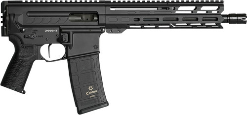 CMMG 94A8041MB Dissent MK4 9mm Luger 33+1 10.50 Midnight Bronze Rec Picatinny Brace Adapter 9.60 M-LOK Handguard Left Side Charging Handle Zeroed Linear Comp TriggerTech Trigger