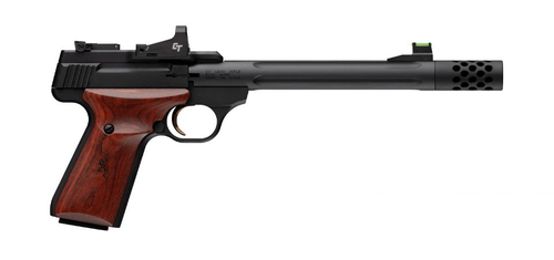 BUCKMARK HUNTER 22LR 7.6 RDS#CT RED DOT | ROSEWOOD GRIPSCrimson Trace Red Dot SightDeep Fluted BarrelPro-Target Adj. Rear Sight