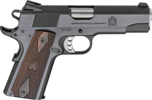 Springfield Armory PX9418 1911 Garrison 45 ACP 7+1 4.25 Stainless Match Grade Barrel Blued Serrated Carbon Steel Slide & Frame w/Beavertail Thinline Wood Grip