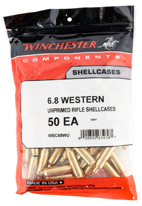 SALE PRICE TODAY ONLY Winchester Ammo WSC68WU Unprimed Cases 6.8 Western Rifle Brass/ 50 Per Bag