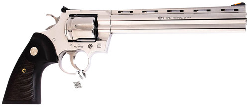   Colt Mfg PYTHONSP8WTS Python 357 Mag 6rd 8" Stainless Vent Rib Barrel, Stainless Steel Cylinder & Frame, Walnut w/Medallion Grip