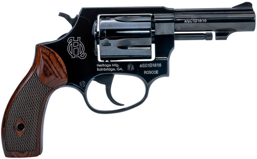 Heritage Mfg HR38B3W Roscoe  Small Frame 38 Special +P 5rd 3 Black Polished Alloy Steel Barrel & Cylinder Black Polished Carbon Steel Frame Wood Grip Transfer Bar Safety