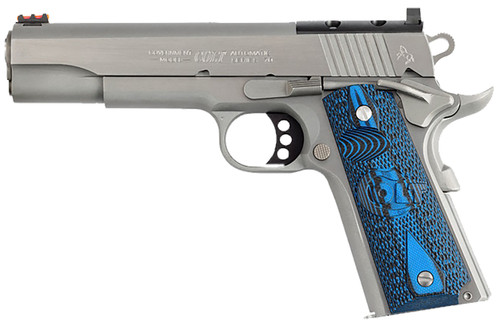 Colt Mfg O1070CCSOR Competition Government 45 ACP 8+1 5" Stainless National Match Barrel & Optic Ready/Serrated Slide Stainless Steel Frame With Beavertail Checkered Blue G10 Grip Ambidextrous