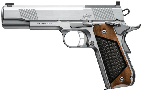 Kimber Mfg Inc 3200402 Stainless II 45 ACP 7+1 5" Stainless Deep Crown Barrel Satin Stainless Steel Optic Ready/Serrated Slide Satin Stainless Steel Frame With Beavertail Black Walnut With G10 Insert Grip