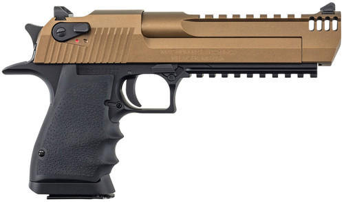Magnum Research DE50L6BB Desert Eagle Mark XIX L6 44 Mag 8+1 6" Burnt Bronze Carbon Steel Barrel Burnt Bronze Cerakote Carbon Steel Serrated With Picatinny Rail Slide Black Anodized Aluminum Frame With Picatinny Rail Hogue Finger Grooved Grip