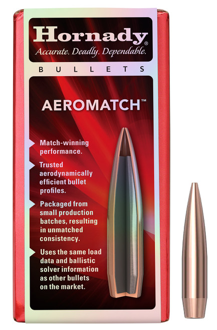 Hornady 24573 Aeromatch 6mm 105gr 100 Per Box/25 Case