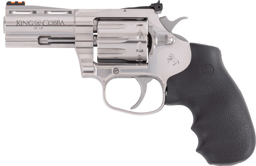 Colt Mfg KCOBRA22SP3RFO King Cobra 22 LR 10 Shot 3" Stainless Vent Rib Barrel Stainless Cylinder & Frame Black Rubber Grip