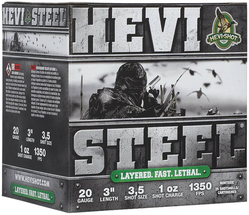 Hevi-Shot 20 Gauge Ammo 1 oz #3 and #5 Steel Ammunition - 25 Rounds