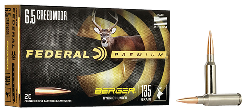 Federal 6.5 Creedmoor Ammo 135gr Berger Hybrid Hunter Ammunition - 20 Rounds