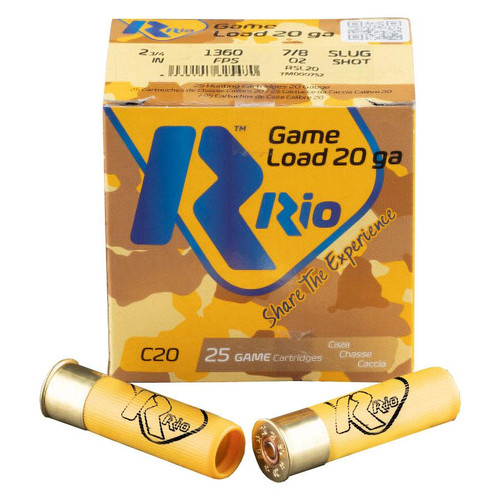 Rio 20 Gauge Shotgun Ammunition RSL20 2-3/4" Slug - 25 Shells