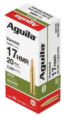 Aguila 17 HMR Ammo 20gr JHP Ammunition - 50 Rounds