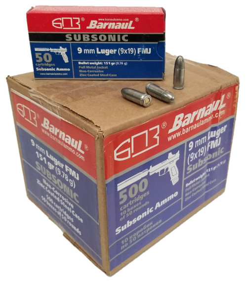 Barnaul 9x19mm Ammo 123gr FMJ Ammunition - 500 Rounds