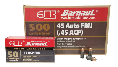 Barnaul .45 ACP Ammo 230gr FMJ Ammunition - 500 Rounds