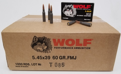 Wolf 5.45x39 Russian Ammo 60gr FMJ Ammunition - 20 Rounds