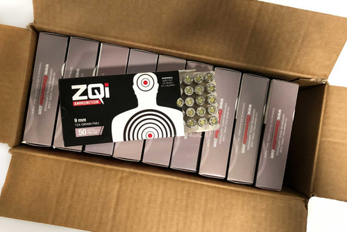 ZQI Ammunition 9mm Ammo 124gr FMJ Ammunition - 1000 Rounds